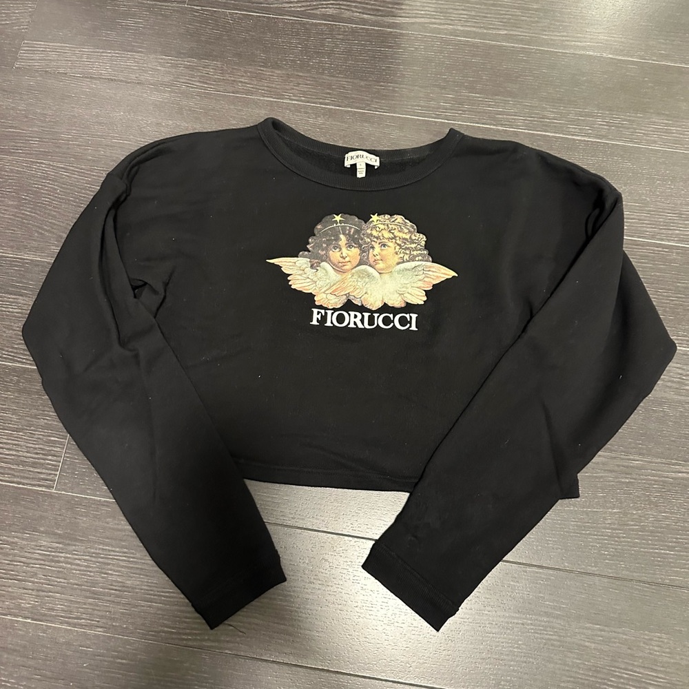 Fiorucci Black Top with Baby Angel Design